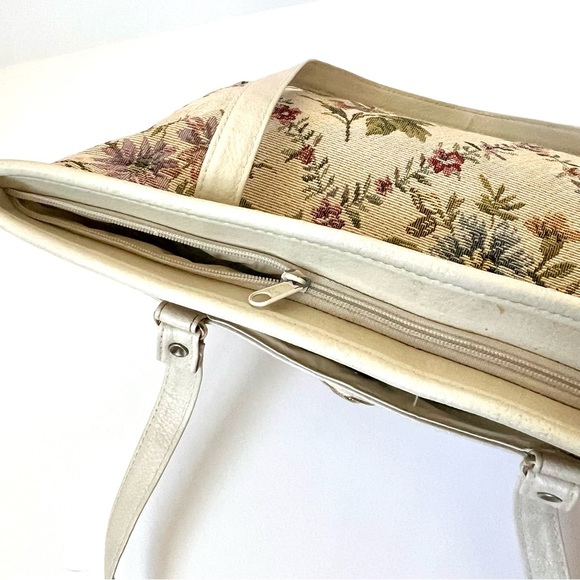 Vintage 80s MITZI Floral Tapestry Carpet Shoulder Tote Bag - Picture 14 of 17